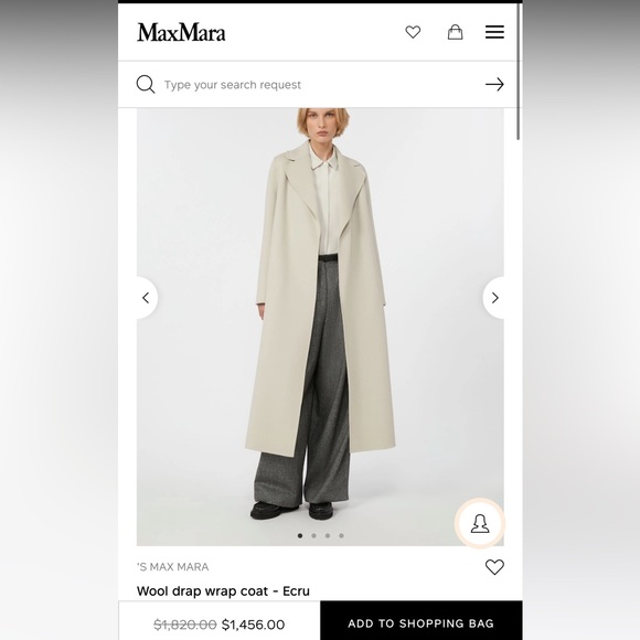 MaxMara Jackets & Blazers - NWT ‘S Max Mara Long 100 % Wool Drap Wrap Coat Color: Ecru Winter/Spring Sz: Xs